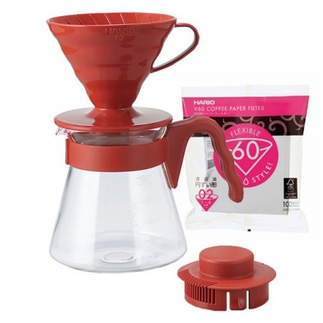 Hario V60-02 Pour over kit piros