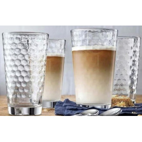 WMF CoffeeTime vastagfalú latte macchiato pohár 280 ml – tele kávéval, elölnézet
