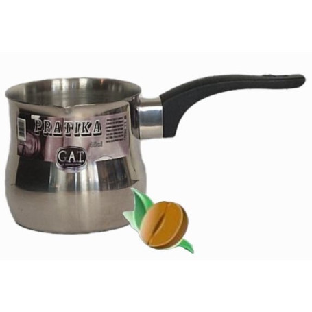 „G.A.T. Italia cezve kávéhoz 4 csésze (ibrik) – elölnézet szűkülő nyakkal és hosszú fogantyúval”