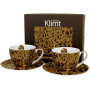 Elegáns 2 darabos cappuccinós csészékészlet alátétekkel az Art Gallery kollekcióból, Életfa Brown motívummal Gustav Klimt híres festménye alapján.A barna és arany árnyalatok harmonikus kombinációja melegséget, eleganciát és időtlen stílust sugároz.