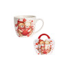 Nagy fehér 460 ml-es porcelán csésze romantikus szerelmes macik motívummal.