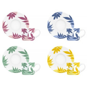 Bialetti Primavera 4 darabos színes eszpresszó csésze készlet vastag falú porcelánból